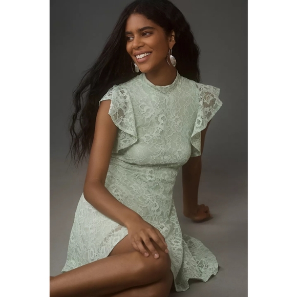 Maeve For Anthropologie Sleeveless Mock-Neck Lace Mini Dress - Picture 2 of 9